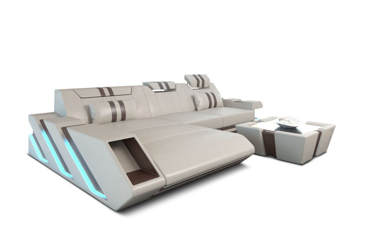 Ledersofa Apollonia L-Form – Stil & Komfort beige-dunkelbraun