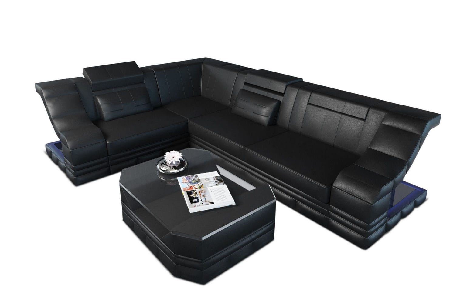 Ecksofa Bianchi – Leder & Komfort schwarz