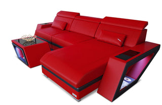 Ecksofa Catania – Eleganz in Leder in Kunstleder und der Farbe Rot und Schwarz - Ausrichtung rechts