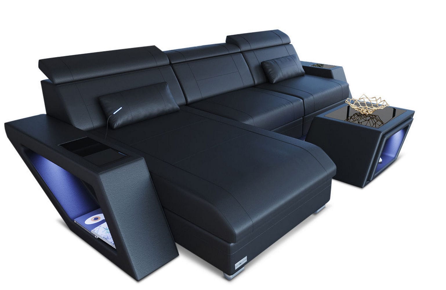 Ecksofa Catania – Eleganz in Leder schwarz