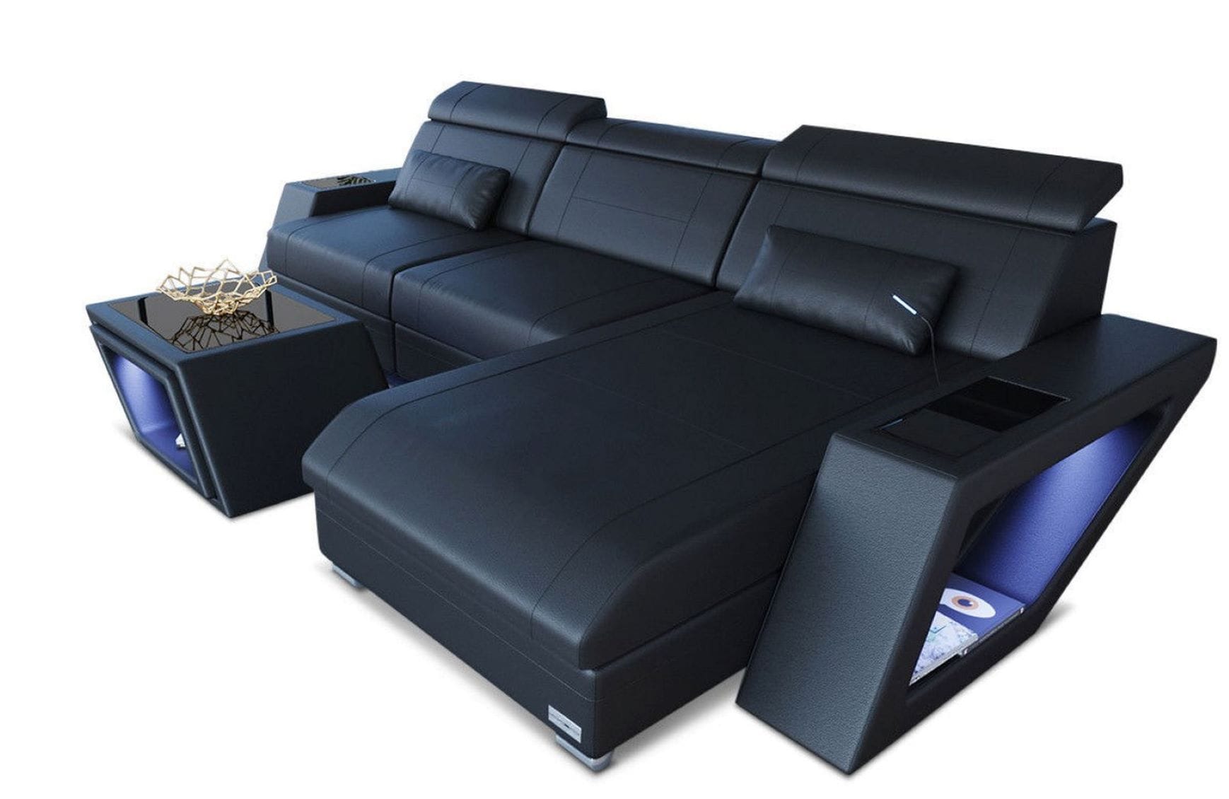 Ecksofa Catania – Eleganz in Leder schwarz
