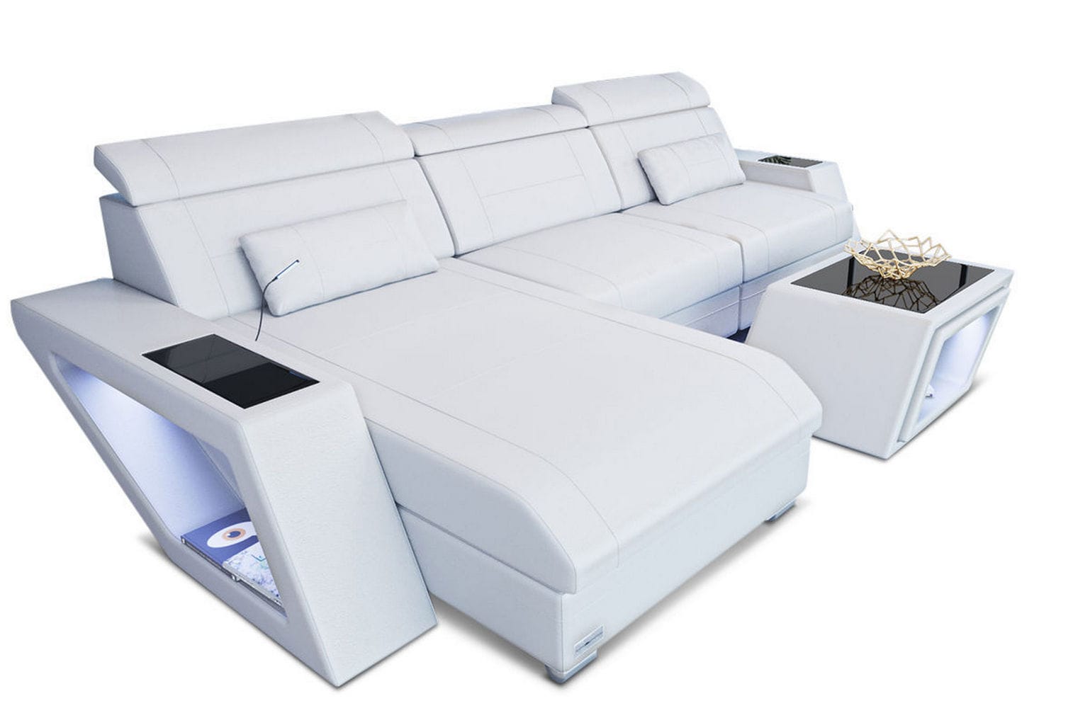 Ecksofa Catania – Eleganz in Leder weiß