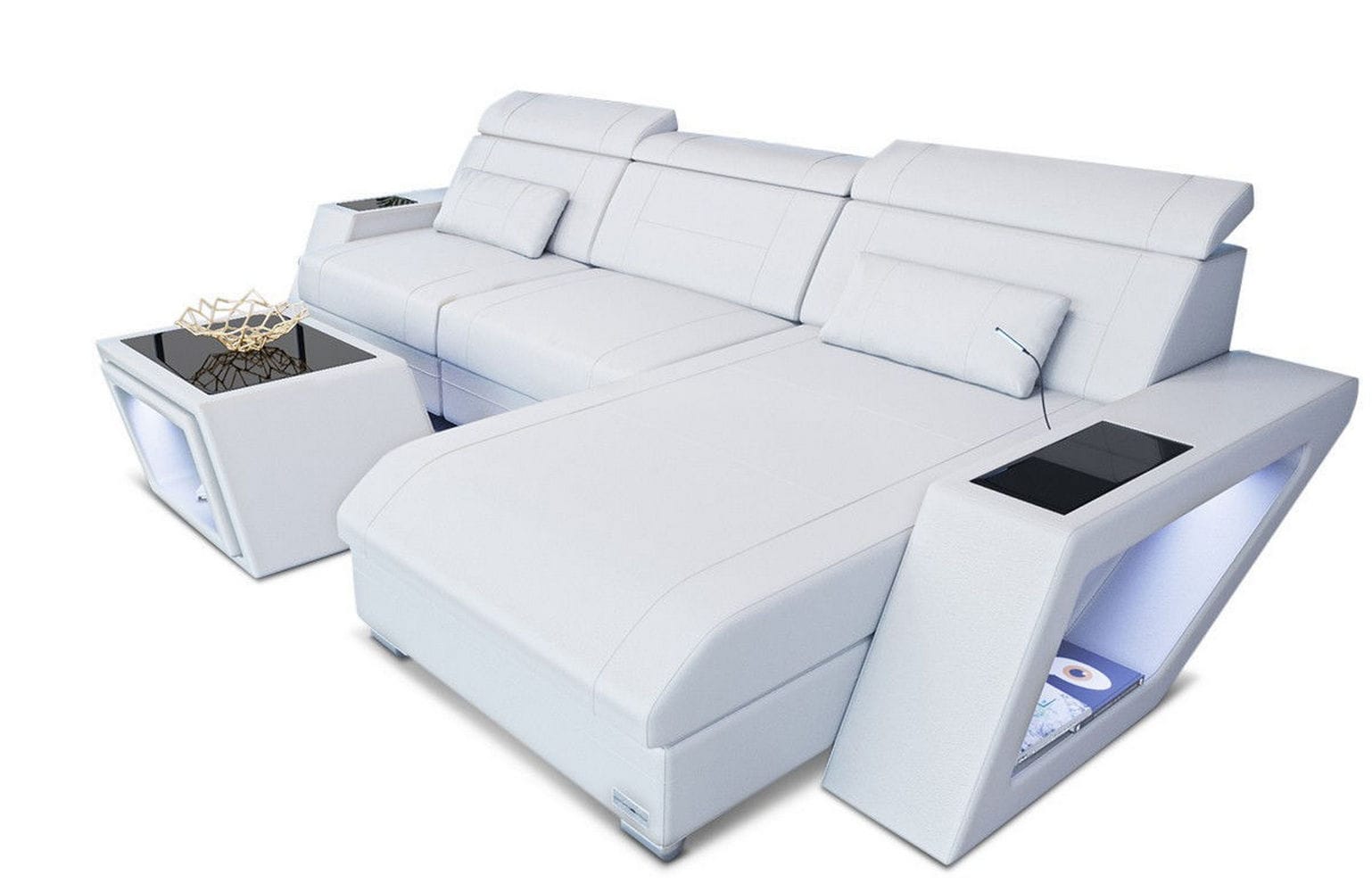 Ecksofa Catania – Eleganz in Leder weiß
