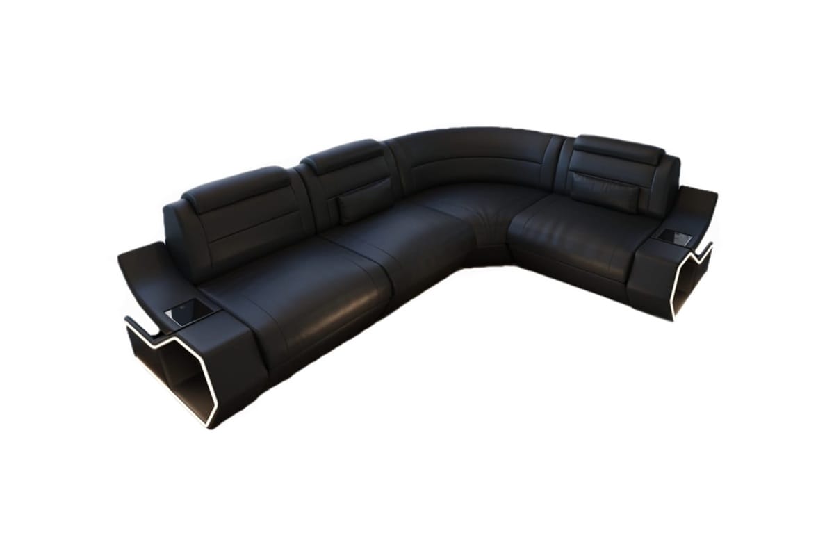 Couch Pescara L Form in Leder schwarz