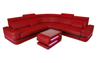 Ecksofa Positano – Leder, Modern & Komfortabel in Kunstleder und der Farbe Rot und Schwarz