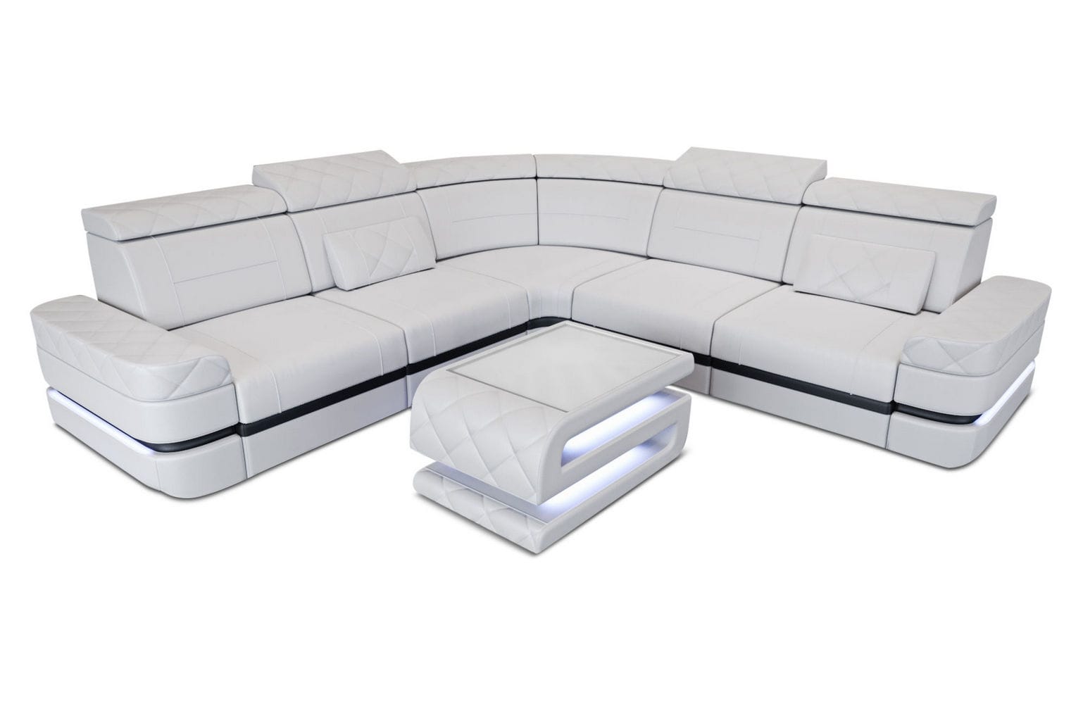 Ecksofa Positano – Leder, Modern & Komfortabel weiß-schwarz