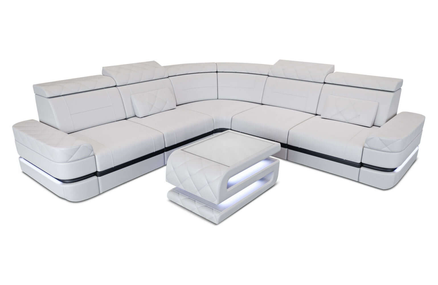 Mini Ecksofa Positano – Leder Sofa für dein Heim Weiß-Schwarz