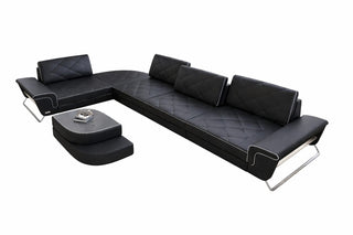 Ecksofa Rotello – Leder in Kunstleder und der Farbe Schwarz und Weiß - Ausrichtung links - Bild 2