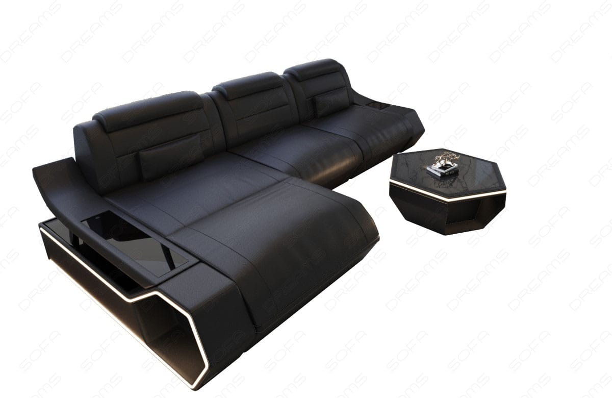 Leder Ecksofa Toscano L-Form – Modern & Komfortabel schwarz