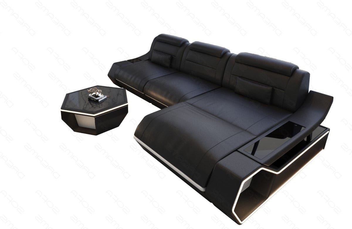 Leder Ecksofa Toscano L-Form – Modern & Komfortabel schwarz-weiß
