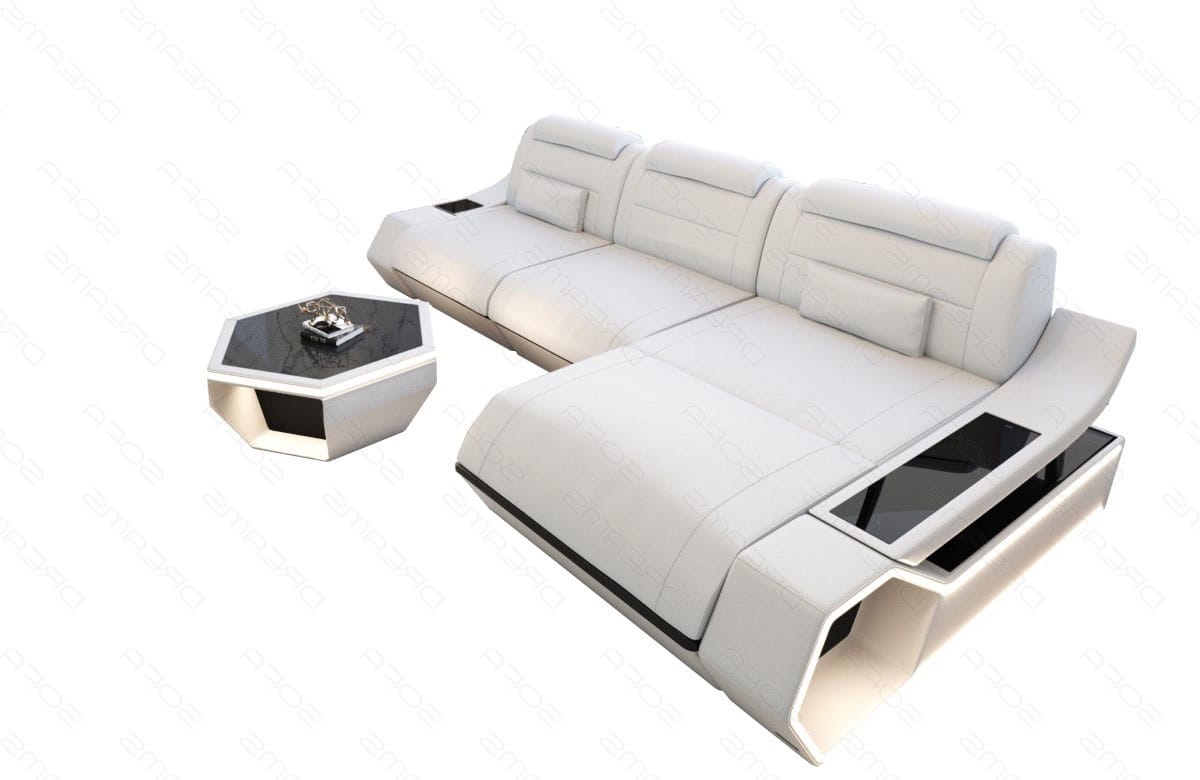 Leder Ecksofa Toscano L-Form – Modern & Komfortabel weiß-schwarz