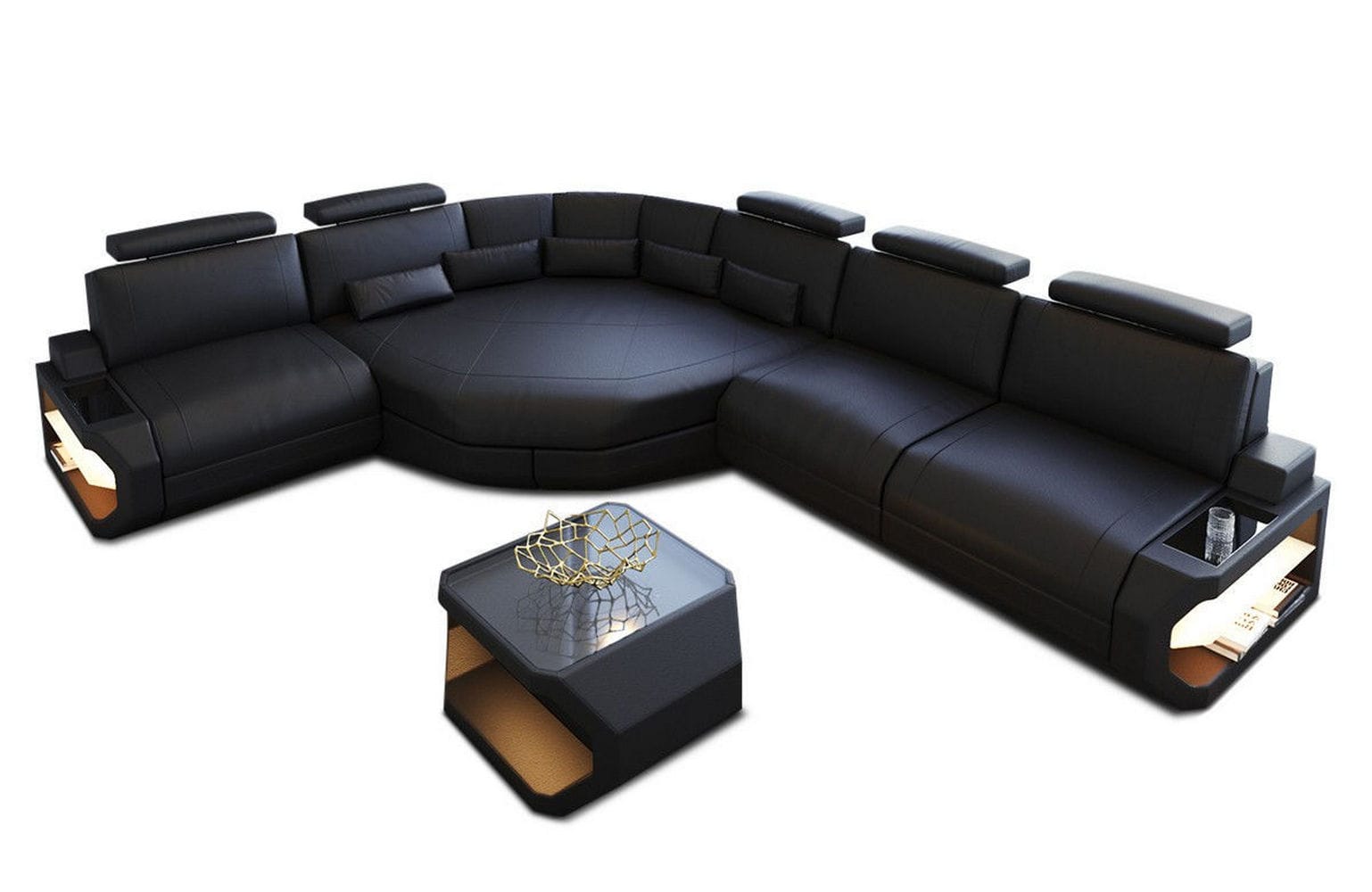 Ecksofa Asti – Leder für höchsten Komfort schwarz