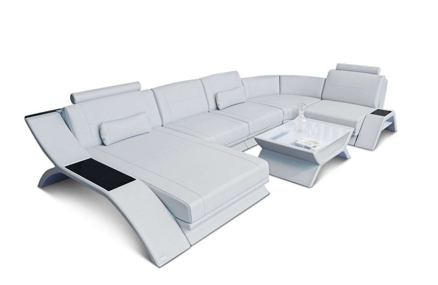 Designsofa Calabria aus Leder weiß