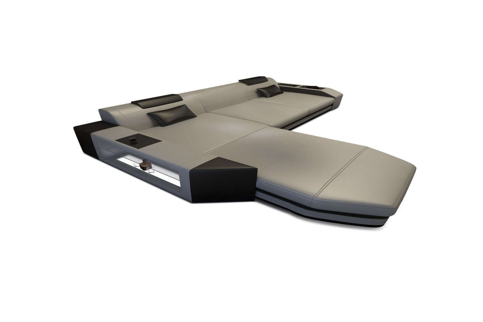 Mini Ecksofa Prato L Form weiß-schwarz