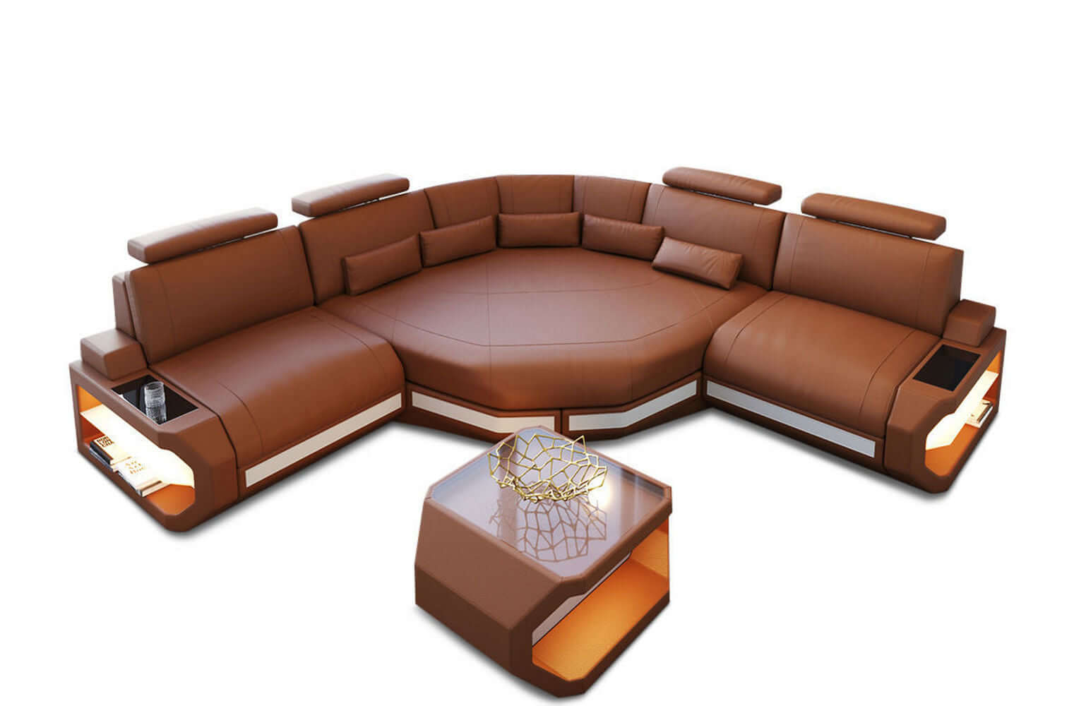 Mini Ecksofa Asti Kompakt L-Form hellbraun-weiß