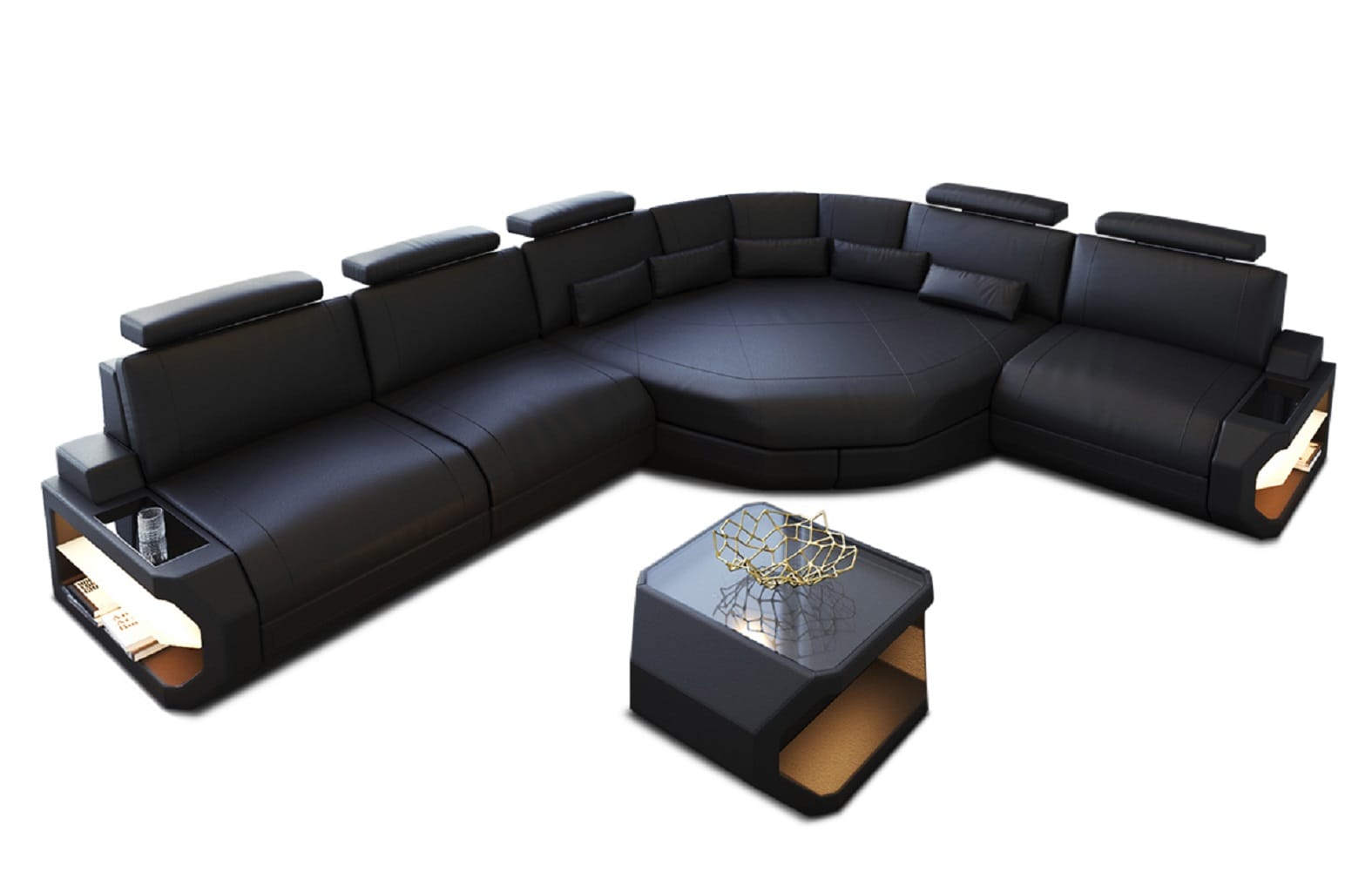 Ecksofa Asti – Leder für höchsten Komfort schwarz