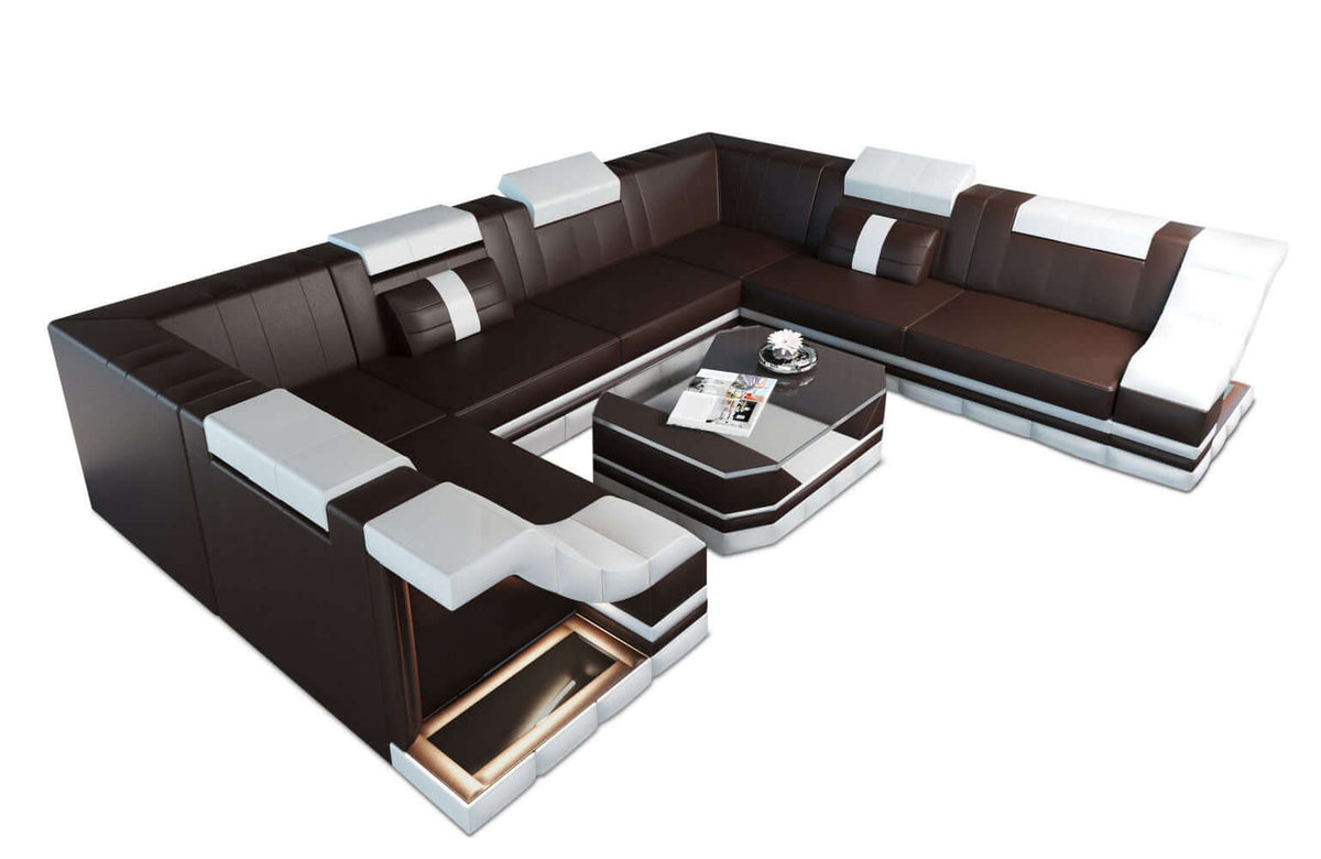 Mini Sofa Bianchi U-Form aus Leder