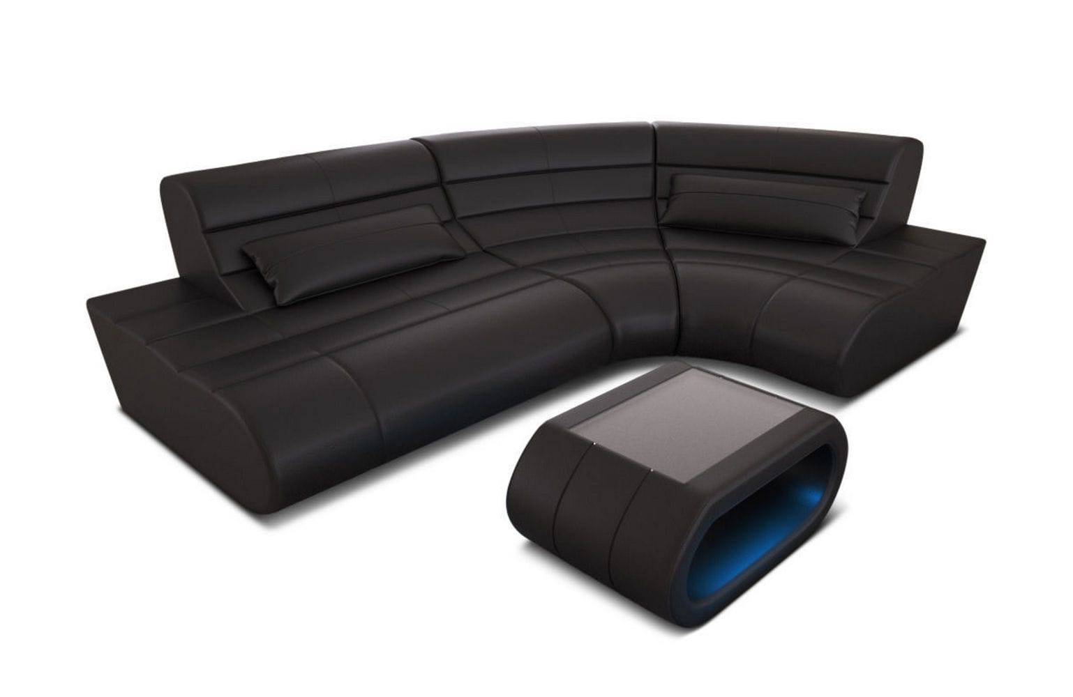 Leder Sofa Concept Kompakt mit LED Beleuchtung schwarz