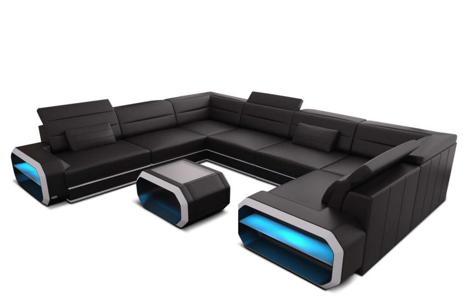 Leder Wohnlandschaft Verona U-Form Mini