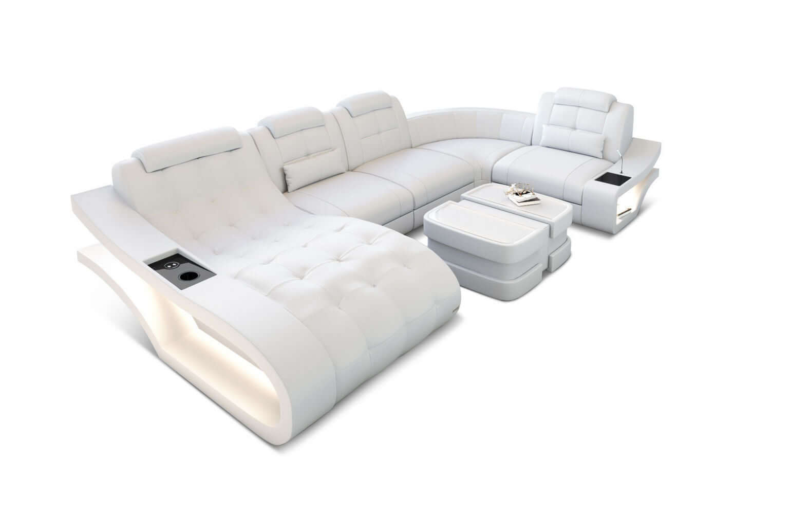 Leder Wohnlandschaft Elegante – Komfort pur weiß