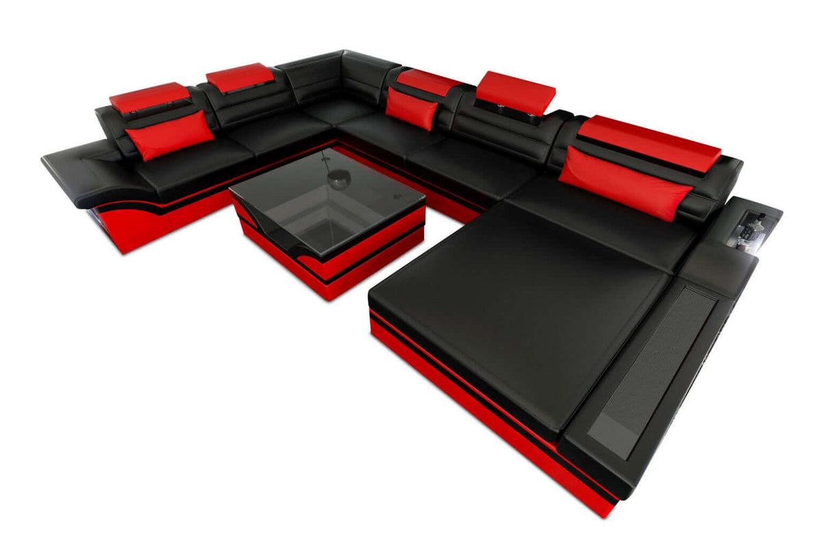 Mini XXL Wohnlandschaft Mezzo U-Form aus Leder