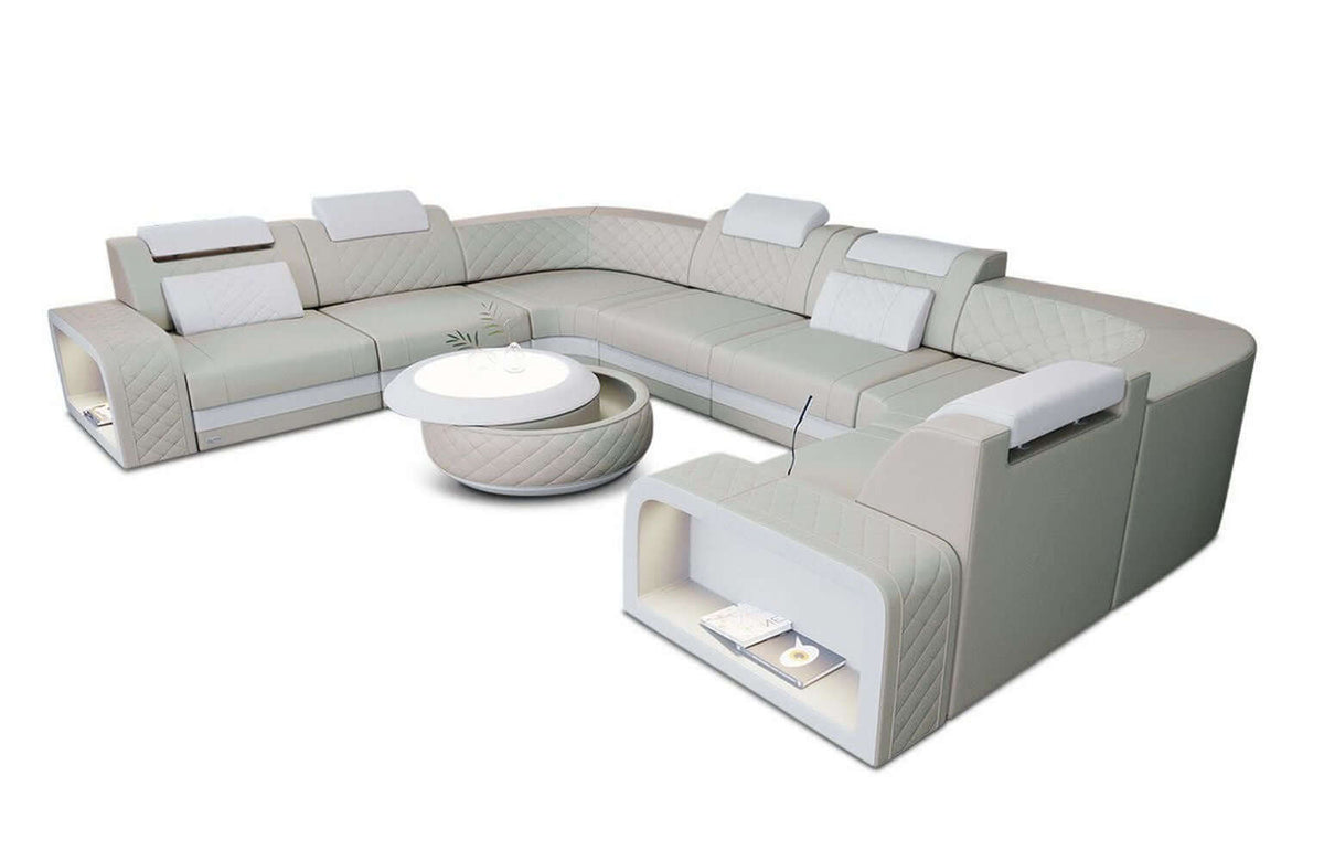 Mini Sofa Foggia U-Form aus Leder
