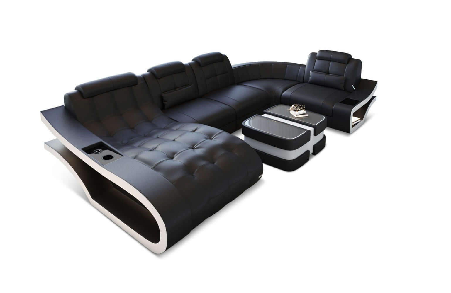 Leder Wohnlandschaft Elegante – Komfort pur schwarz-weiß