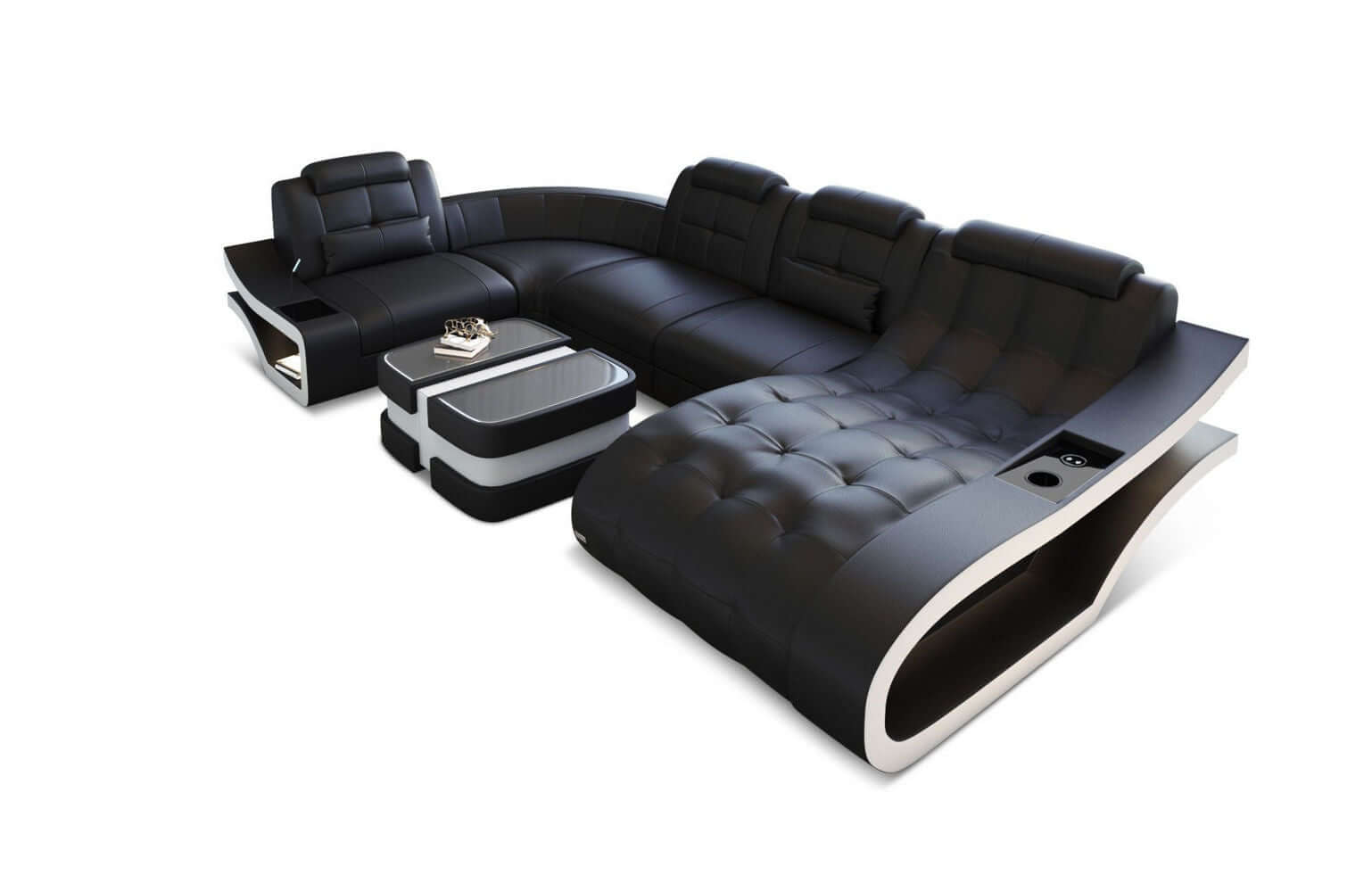 Leder Wohnlandschaft Elegante – Komfort pur schwarz-weiß