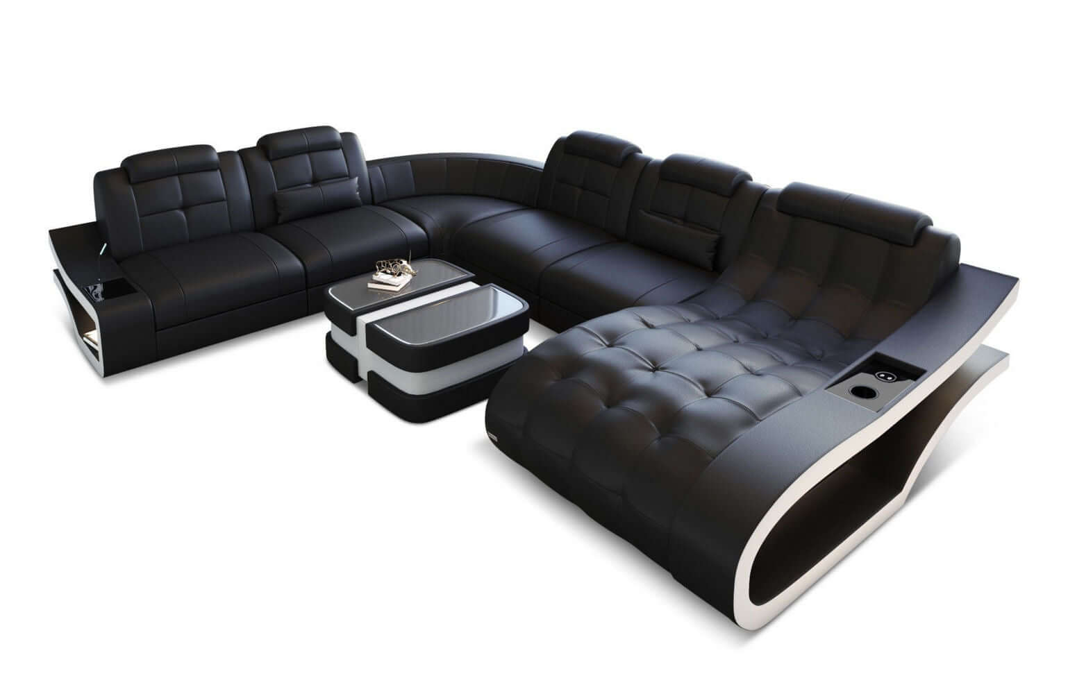 Leder Wohnlandschaft Elegante XXL – Komfort schwarz-weiß
