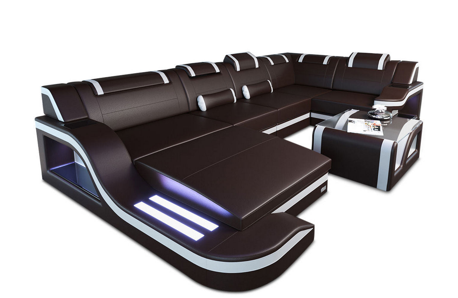 Design Wohnlandschaft Palermo U-Form mit LED