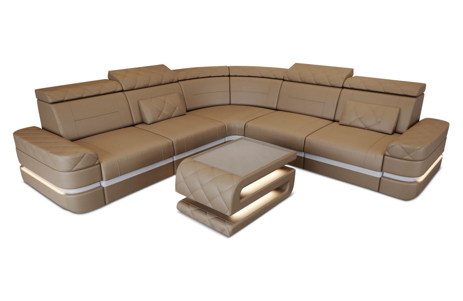 Ecksofa Positano L Form sandbeige-weiß