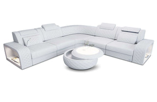 Ecksofa Foggia – Komfortabel in Leder in Kunstleder und der Farbe Weiß