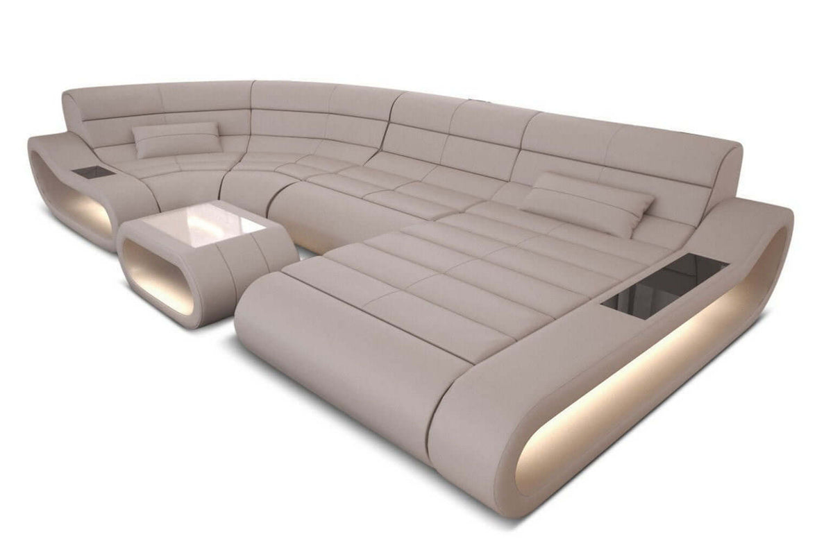Wohnlandschaft Concept U-Form aus Leder beige