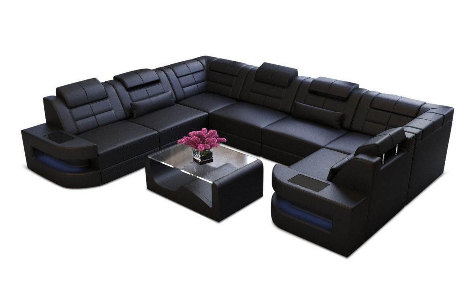 Leder Couch Como U Form mit Beleuchtung – Modern & Stilvoll