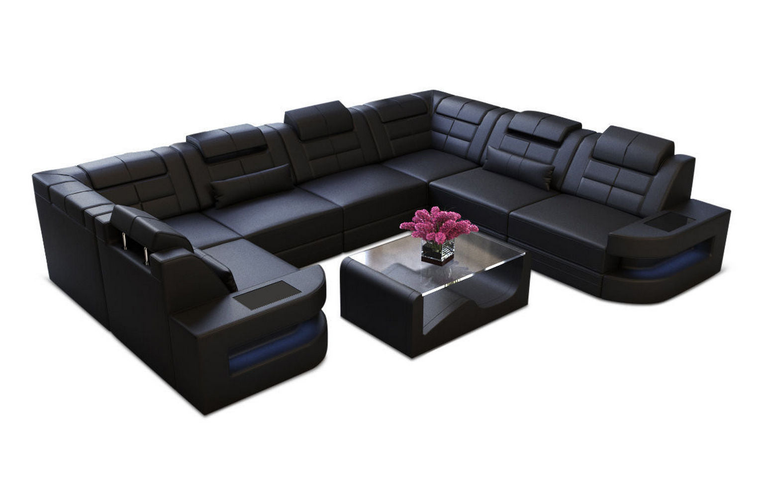 Leder Couch Como U Form mit Beleuchtung – Modern & Stilvoll