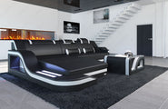 Design Ledersofa Palermo L-Form mit LED