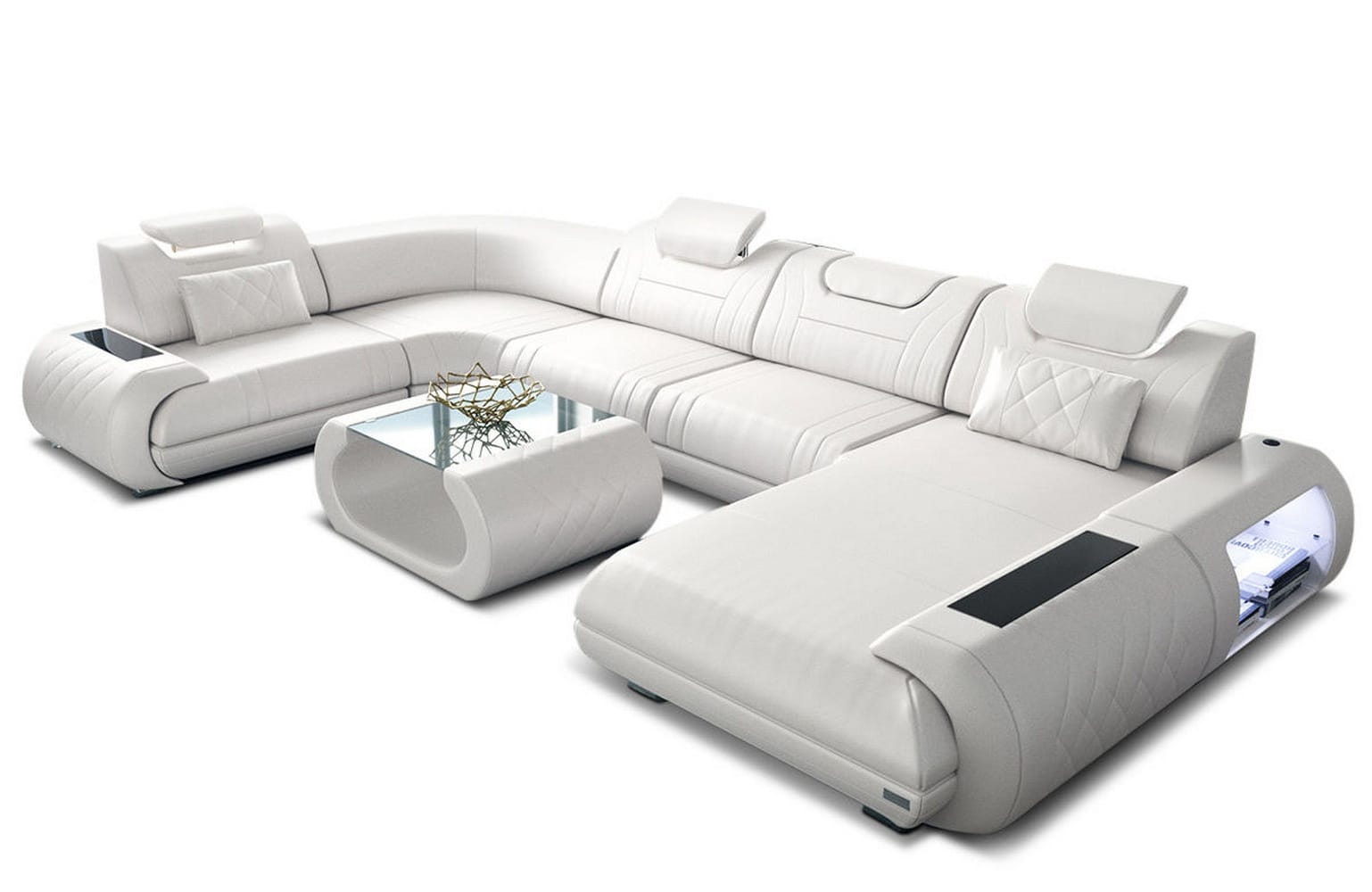 Leder Wohnlandschaft Rimini – Modern und Komfortabel weiß