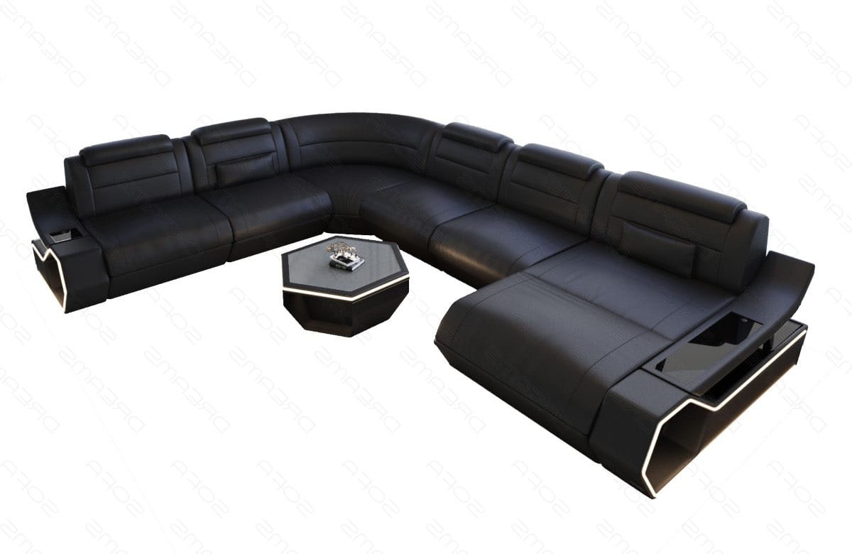 Wohnlandschaft Toscano XXL in Leder schwarz