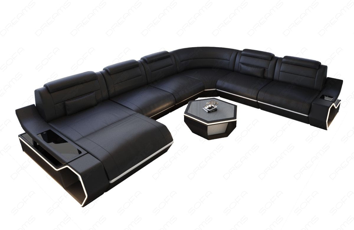 Wohnlandschaft Toscano XXL in Leder schwarz-weiß