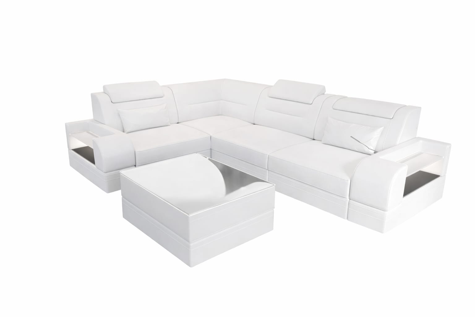 Couch Trivento L Form in Leder weiss