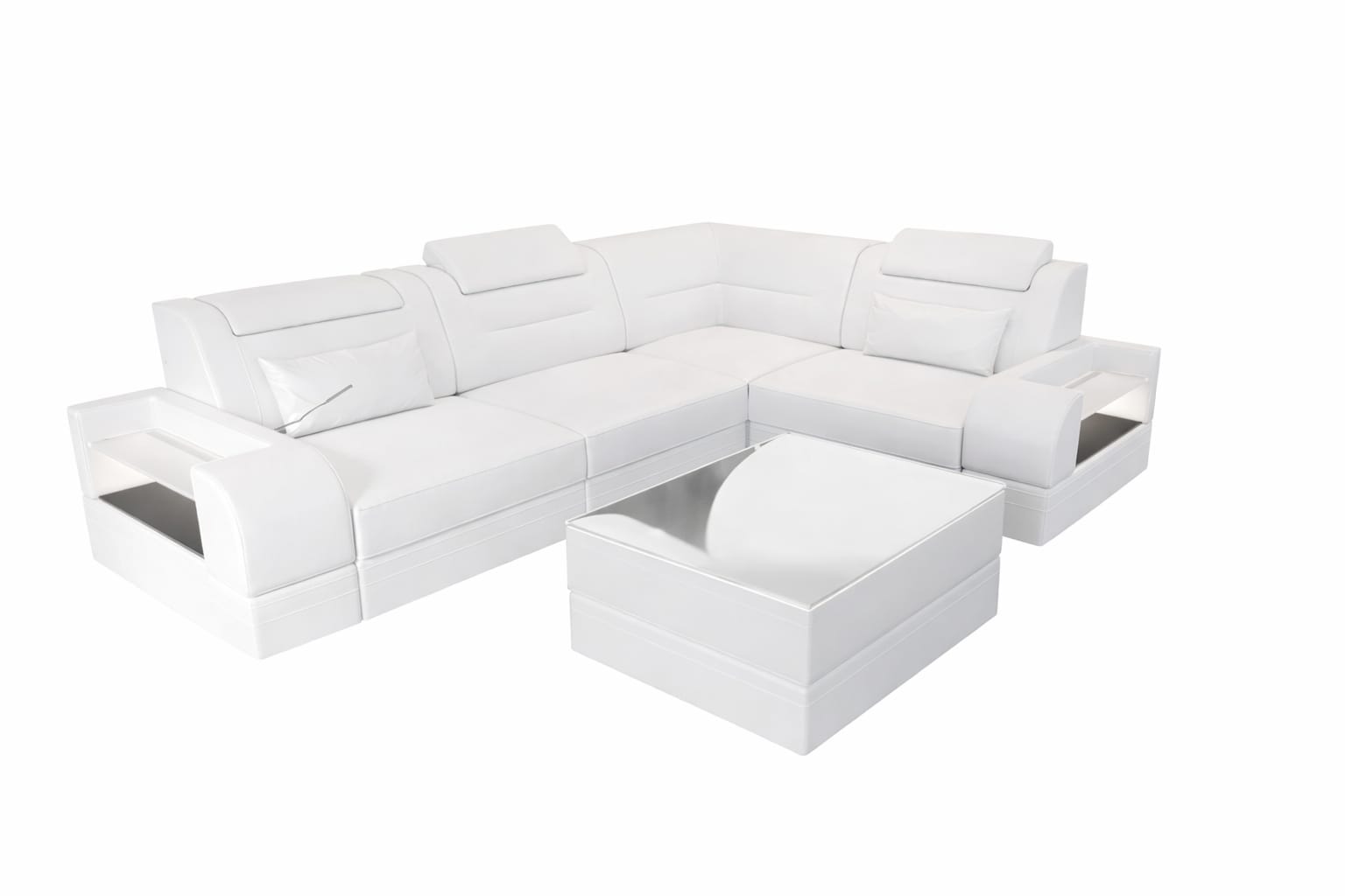 Couch Trivento L Form in Leder weiss
