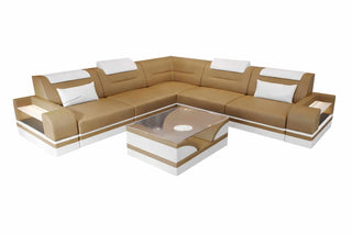 Mini Ecksofa Trivento – Leder Sofa für dein Zuhause in Kunstleder und der Farbe Sandbeige und Weiß