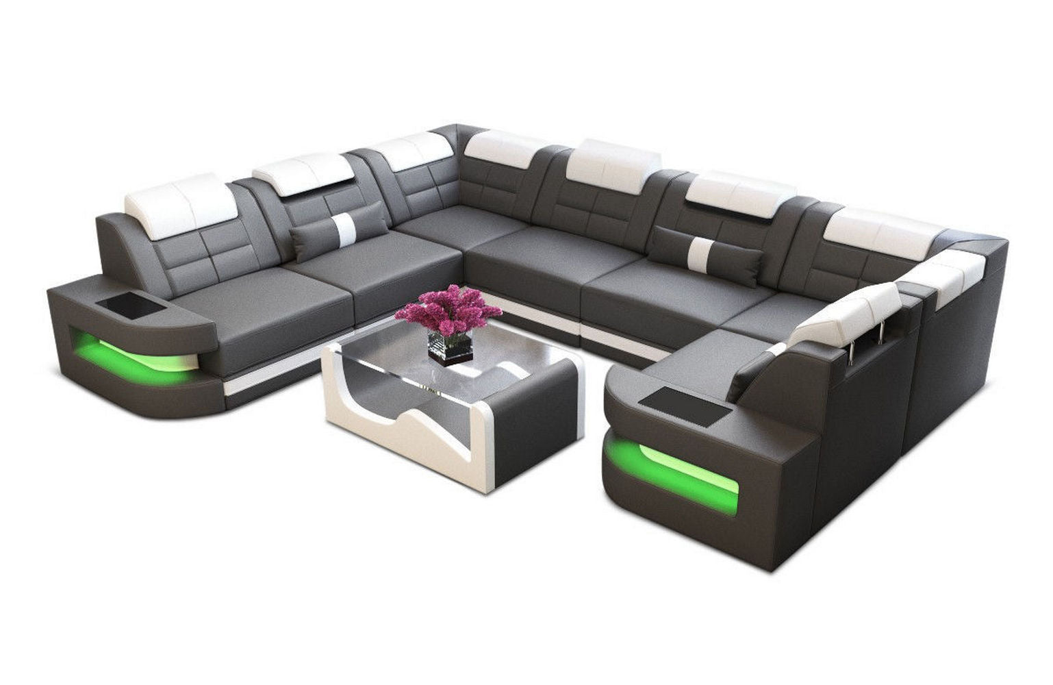 Leder Couch Como U Form mit Beleuchtung – Modern & Stilvoll