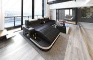 Mini Design Ledersofa Wave L-Form mit LED