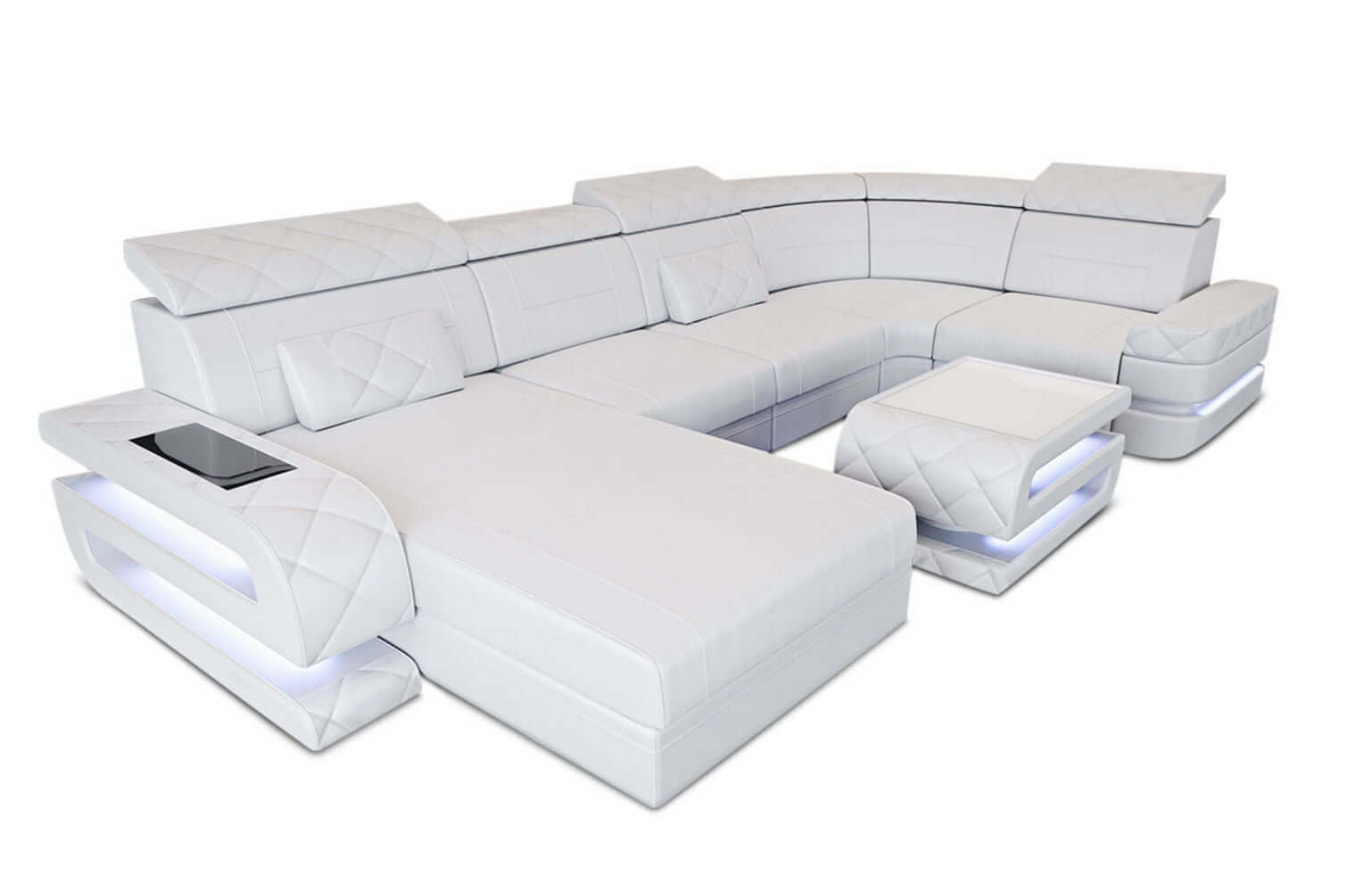 Mini Sofa Bologna U-Form in Leder Weiß