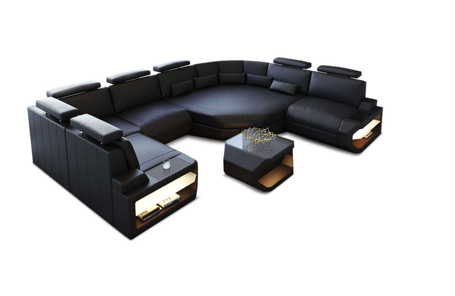 Leder Wohnlandschaft Asti Mini – Modern & Komfortabel schwarz