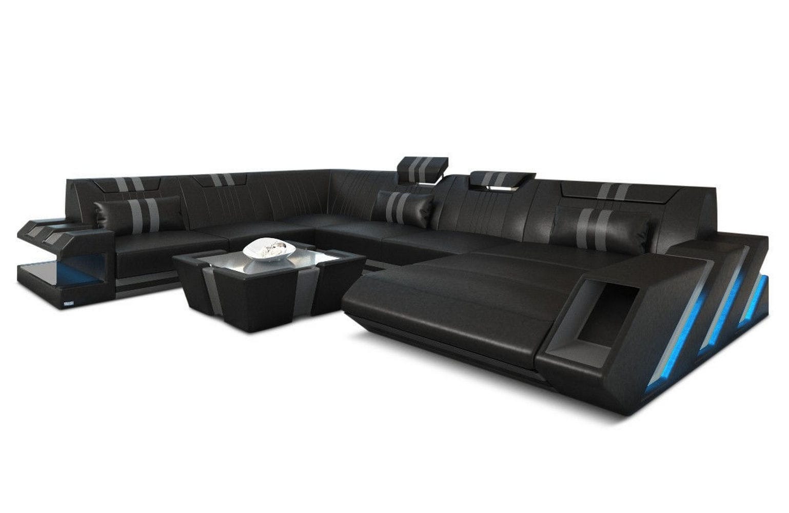 Ledersofa Apollonia XL – Luxus & Komfort schwarz-grau