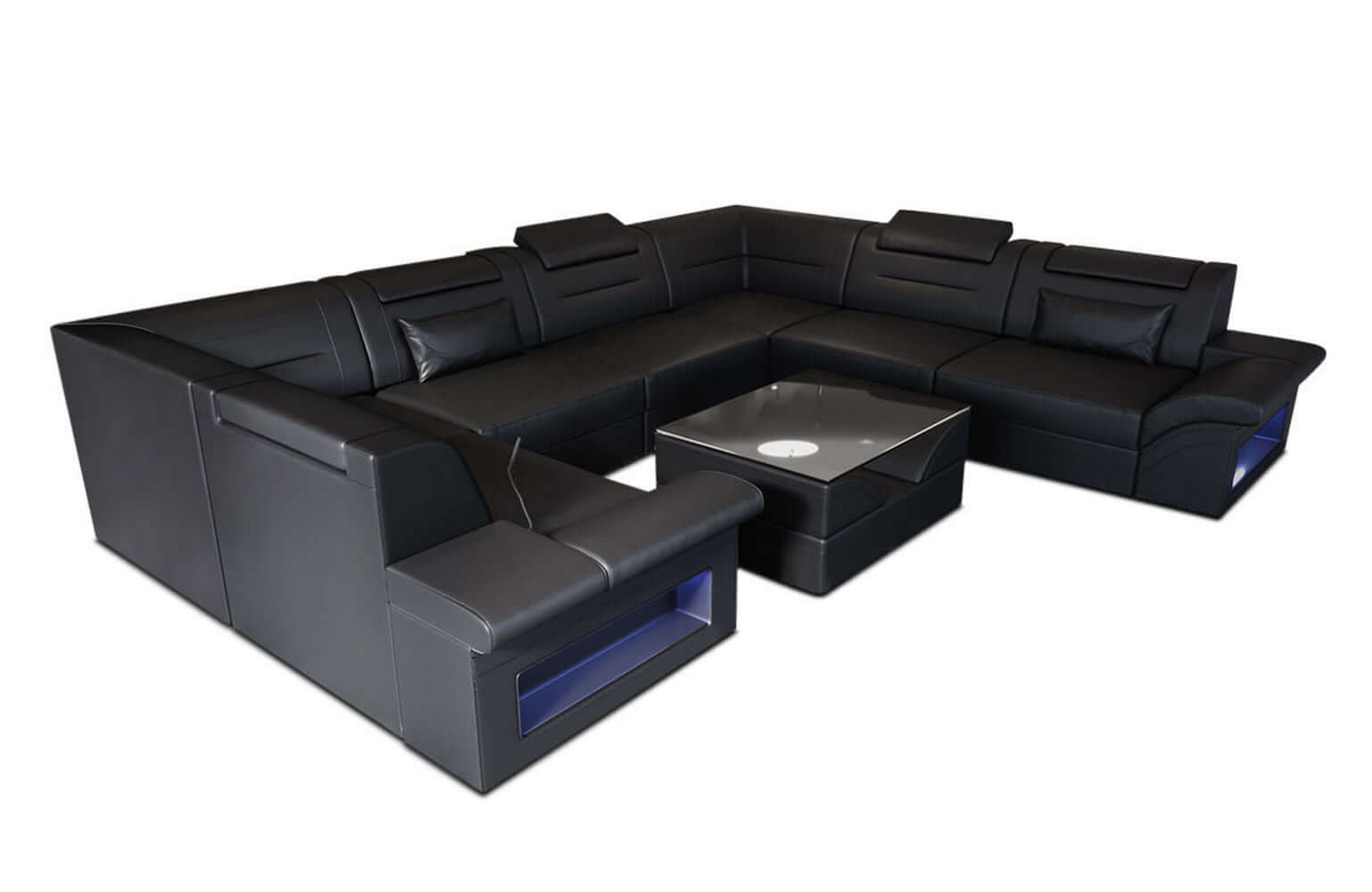 Mini Sofa Brianza aus Leder schwarz