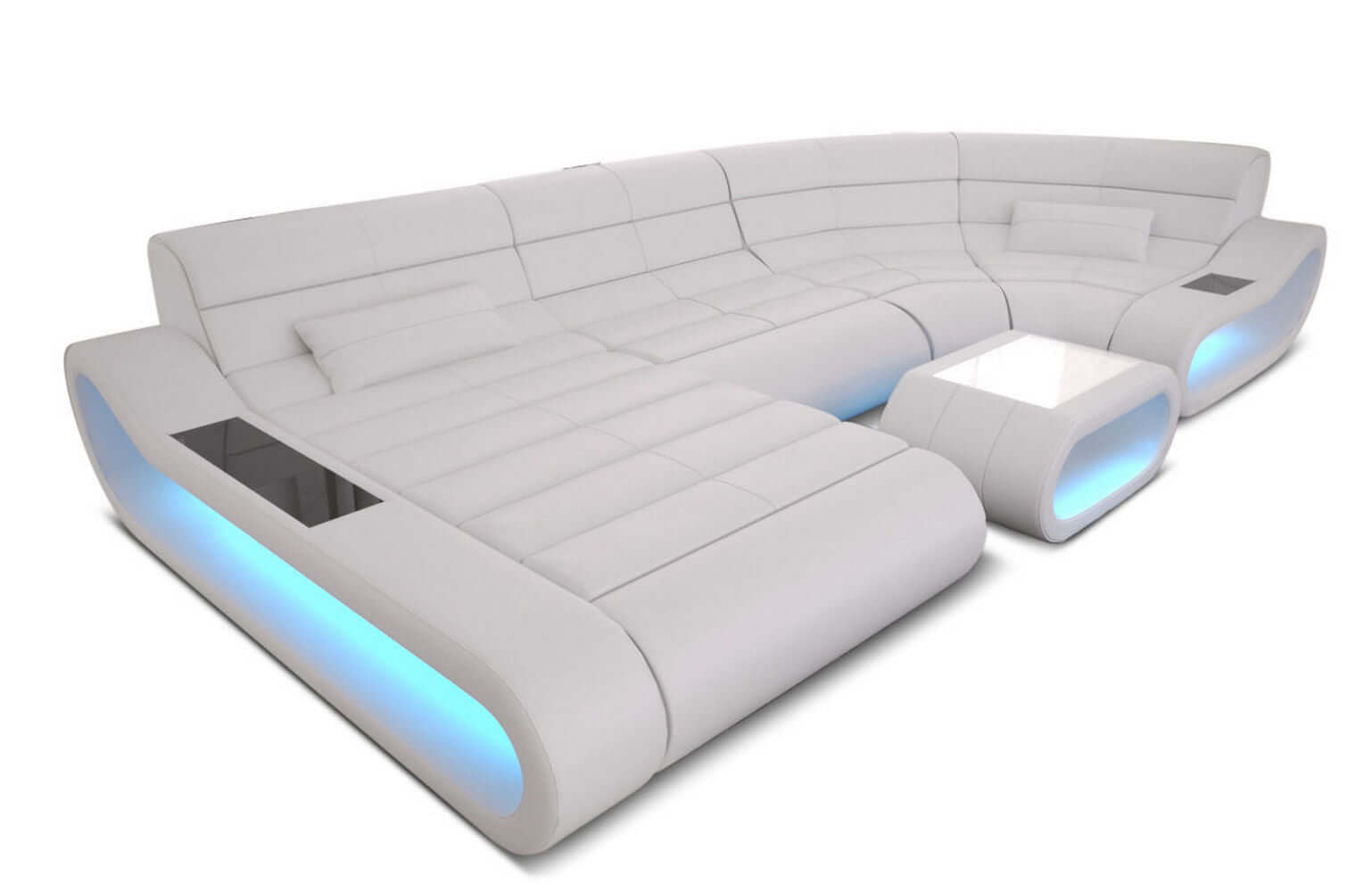 Wohnlandschaft Concept U Form aus Leder weiß