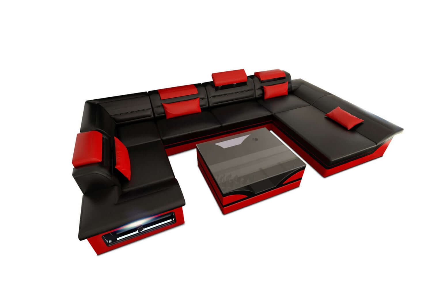 Mini Sofa Enzo in Leder schwarz-rot